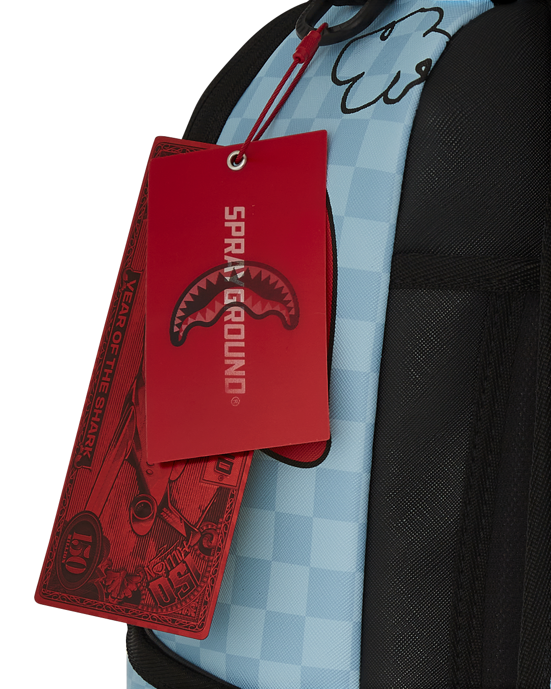 Sprayground faux leather backpack with gold zippers and metal Sprayground Authentic badge