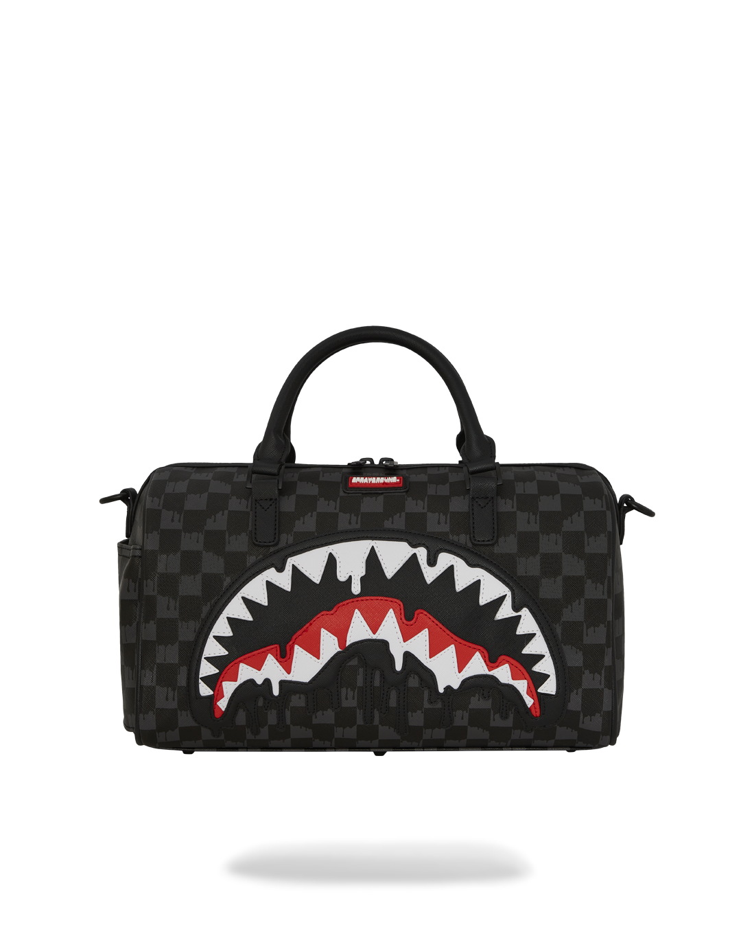 Thunderdrip Mini Duffle Bag front view, showcasing the faux leather shark design