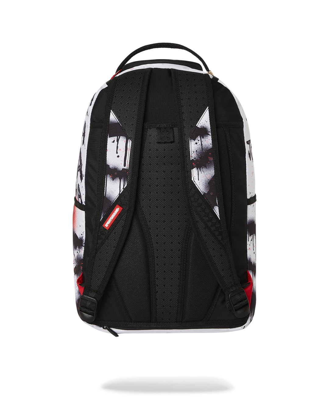 Front view of designer backpack with gold zipper accents and ergonomic mesh padding