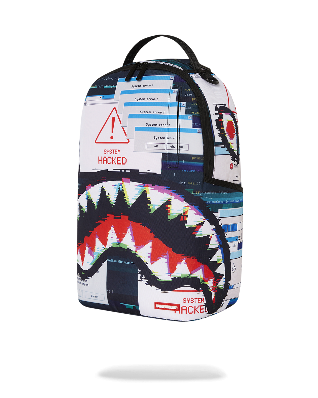 Side view showcasing the mesh organizer pocket of the luxury backpack.