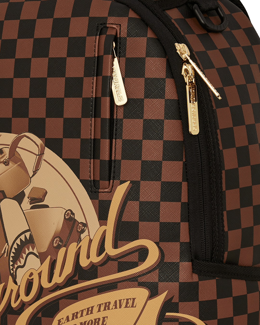 Front view of DLXSV faux leather backpack showcasing its sleek design.
