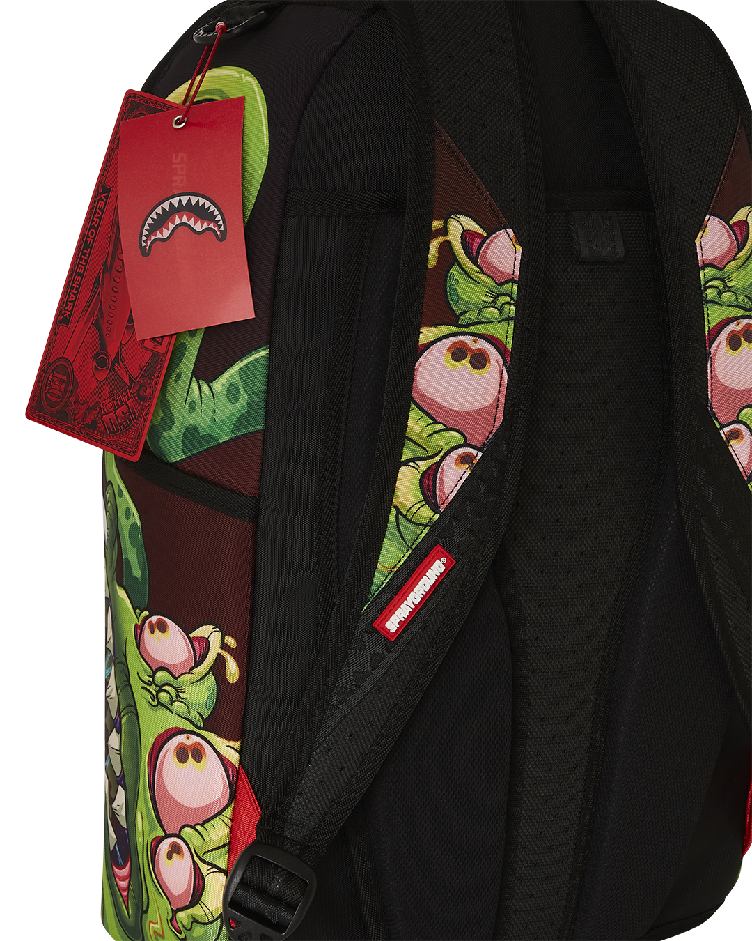 Close-up of the backpacks ergonomic mesh padding and adjustable straps