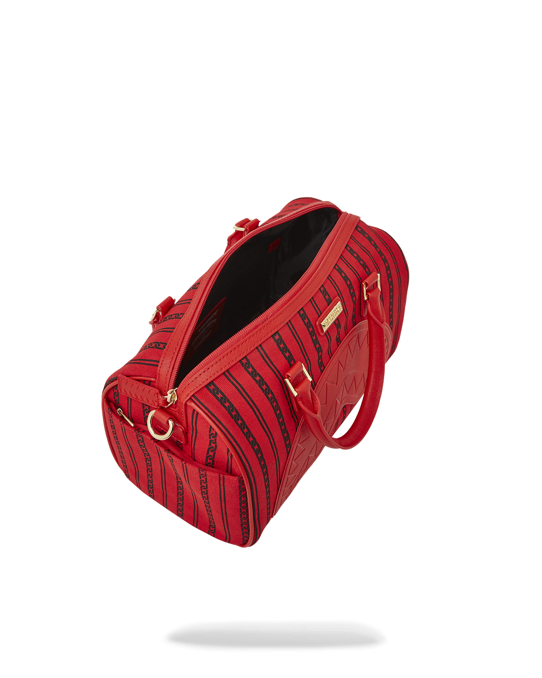 Interior view of the SkyChain mini duffle showing pockets and zipper