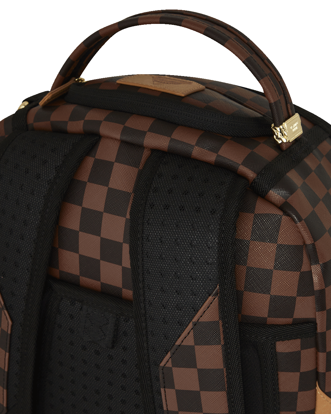 Faux leather laptop backpack with front zipper pocket and side pockets