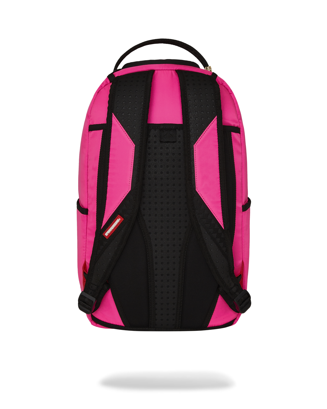 Front angle view showing backpacks gold zipper and rubber detailing