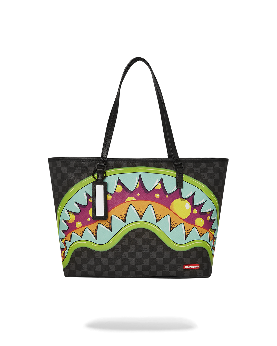Sprayground faux leather tote bag with slime takeover print, ideal for daily use or travel