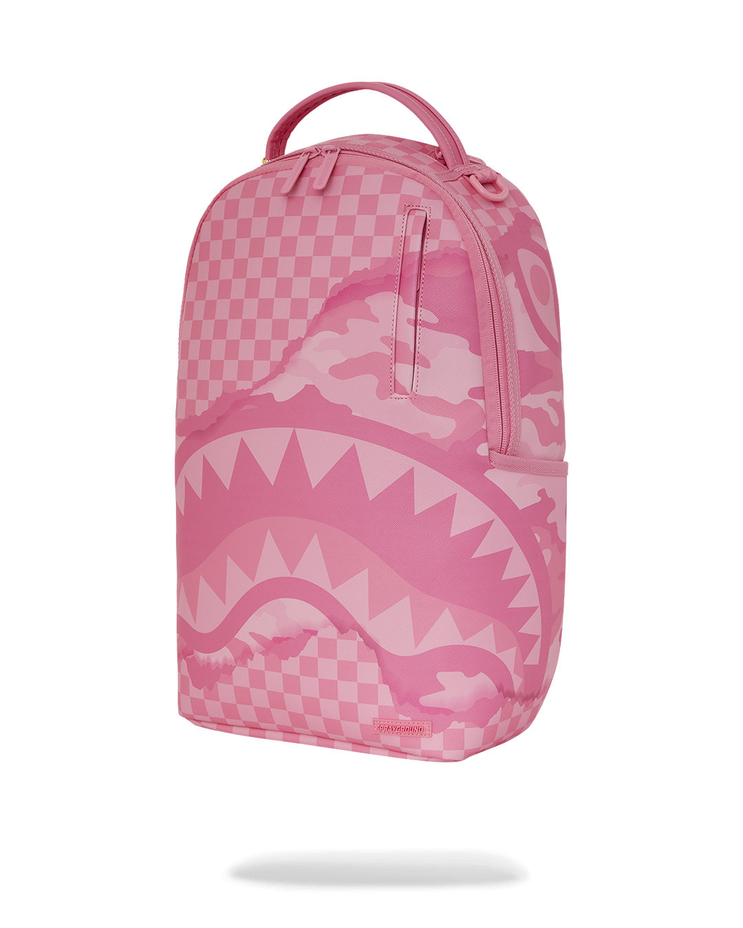 Interior laptop and sunglass compartments of designer backpack