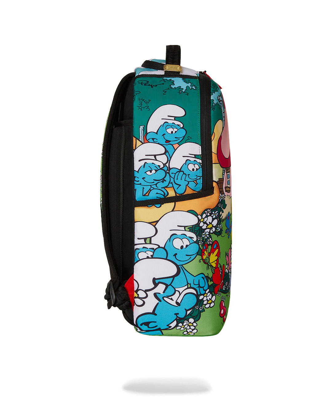 Interior view of the Smurfs backpack showing laptop compartment.