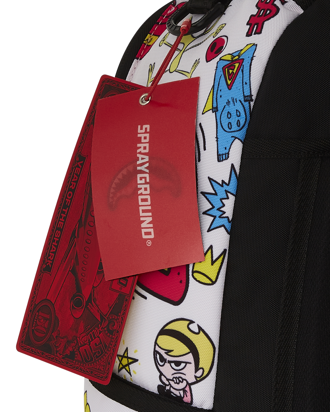 Open interior of the Sprayground backpack cartoon, displaying laptop compartment