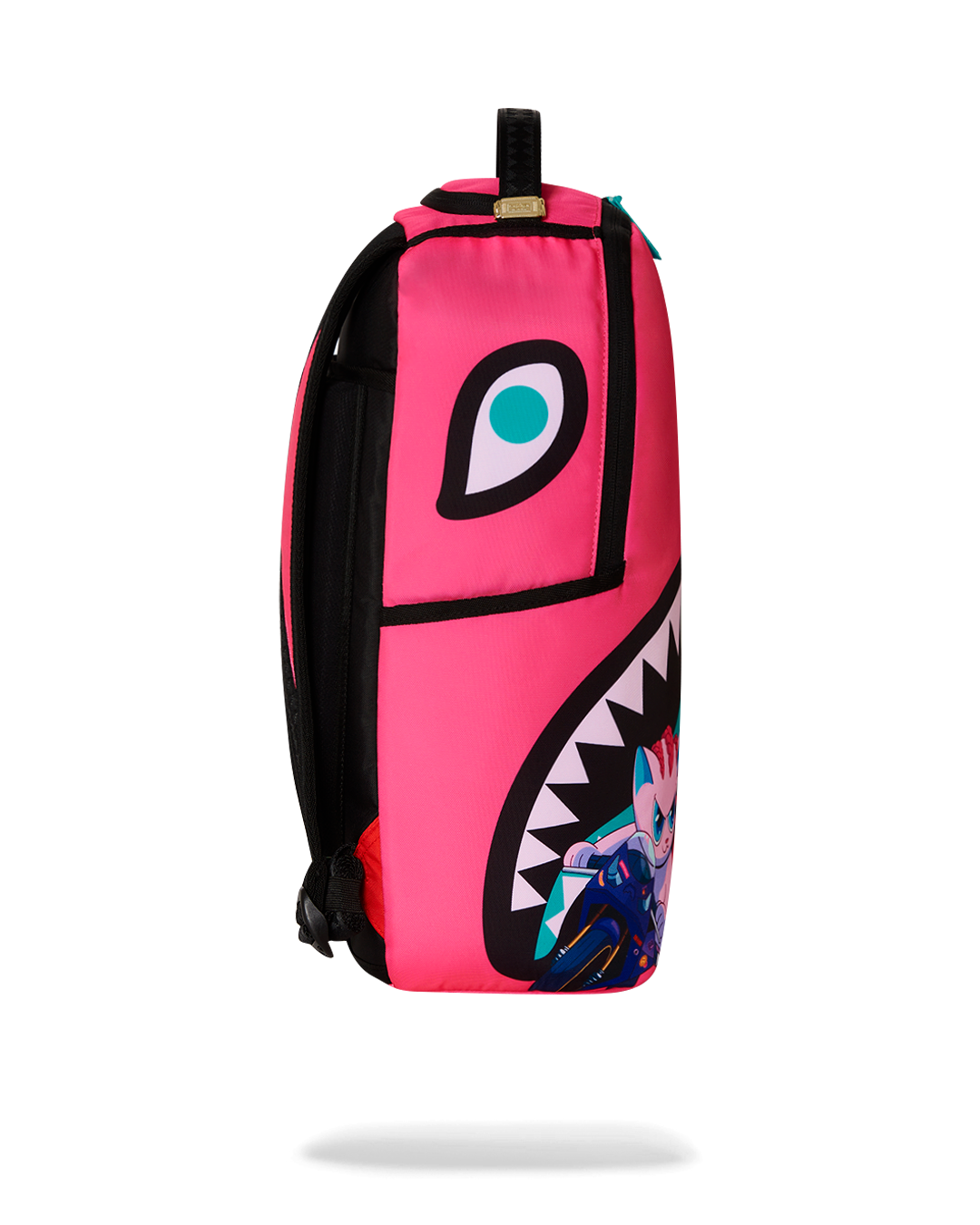 Open backpack showing mesh organizer and sunglasses compartment