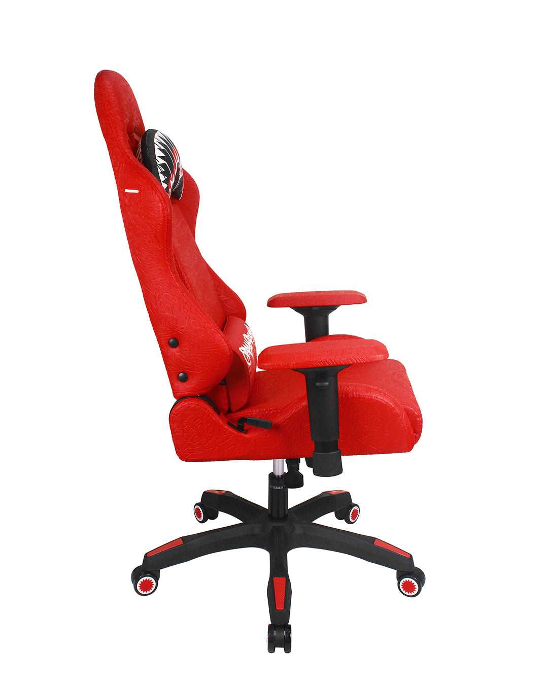 Side angle showing recline feature and lumbar support on the ergonomic chair