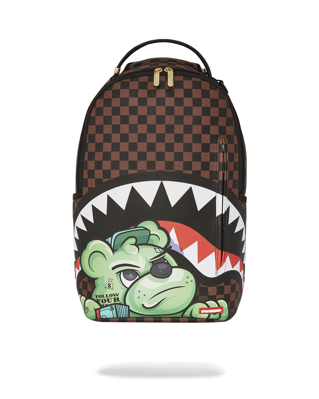 Faux leather backpack with gold zippers and adjustable straps, perfect for daily commute