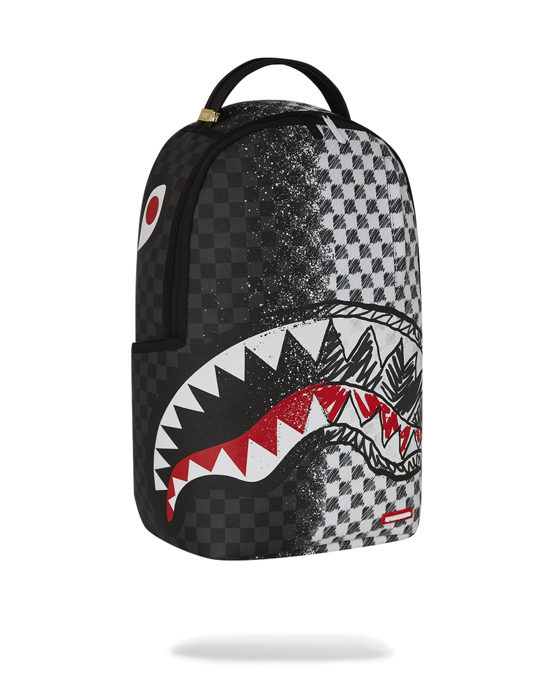 Interior view of the backpacks separate velour laptop compartment and mesh organizer pocket