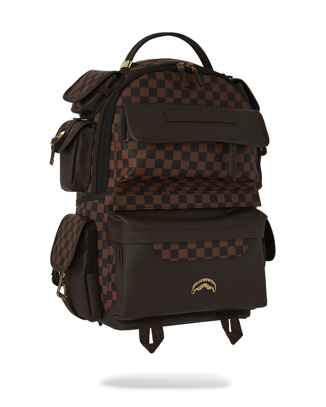 Woman wearing the backpack in urban setting with laptop compartment visible