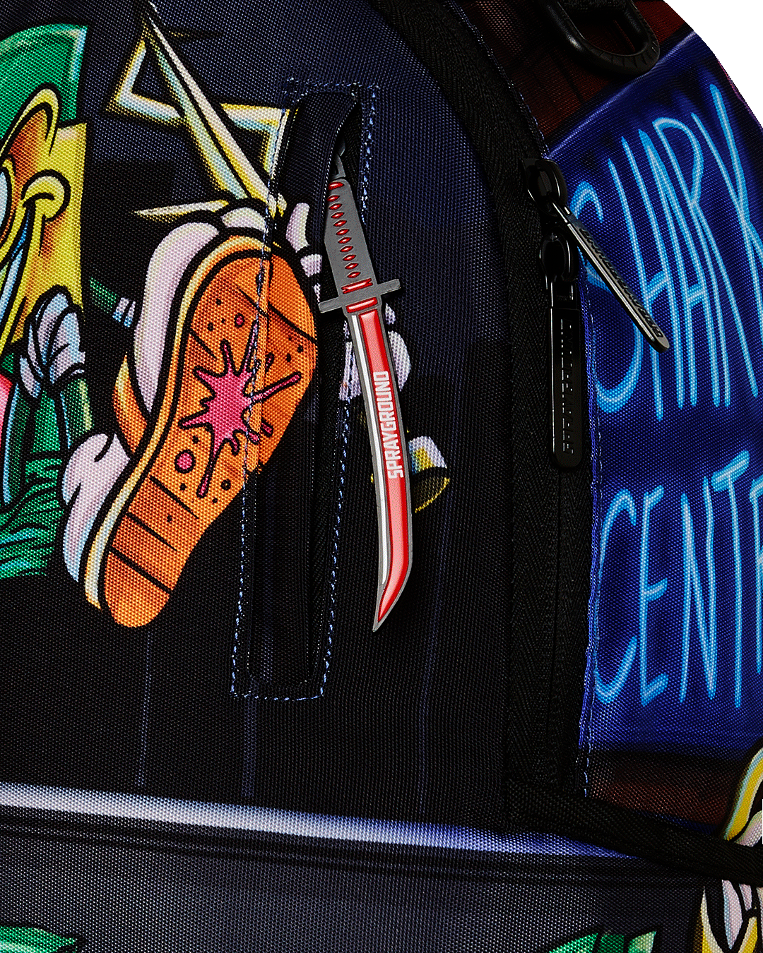 Front view of the eco-friendly ninja backpack showcasing its stylish design.