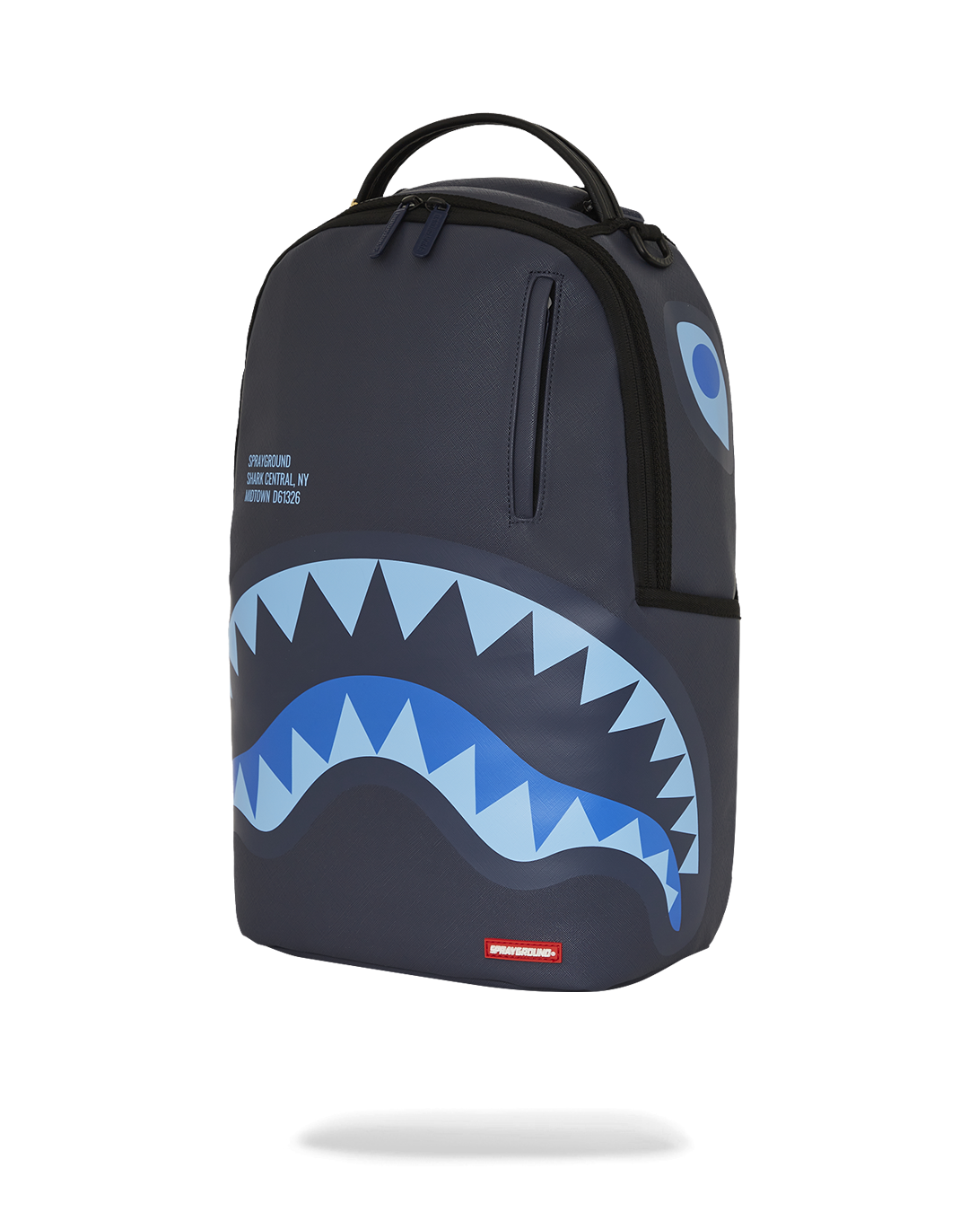 Pink Sprayground backpack worn casually, showing adjustable straps and side pockets.
