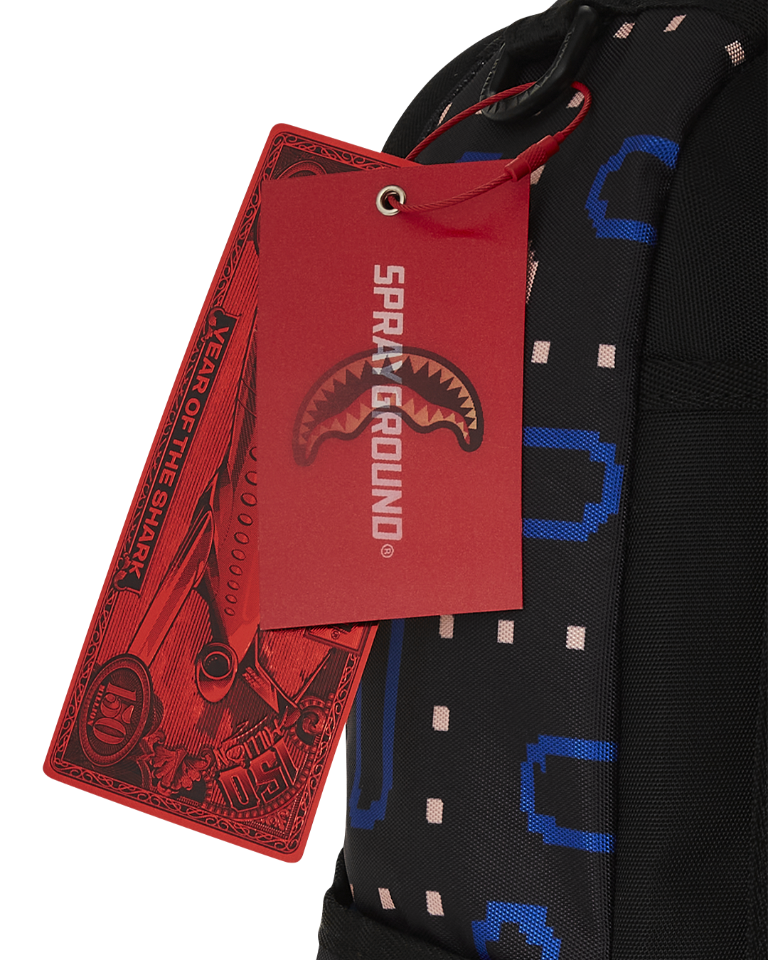 Pacman Ghost Gang novelty backpack open, showing laptop compartment
