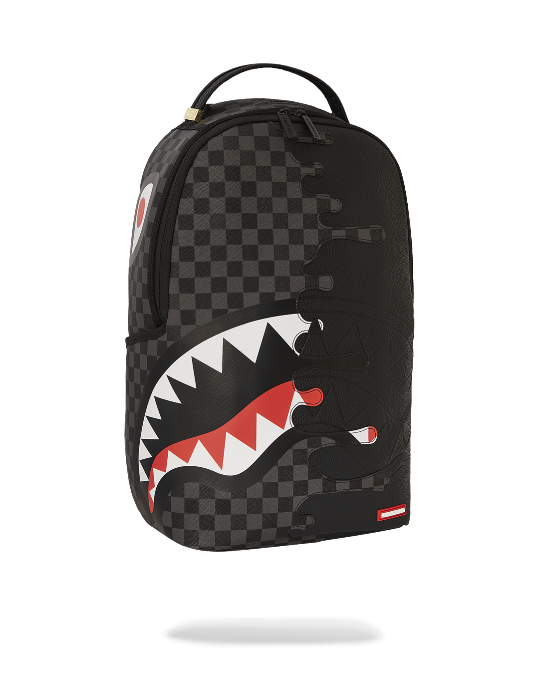 Stylish woman wearing the Speed Shark travel backpack in an urban setting
