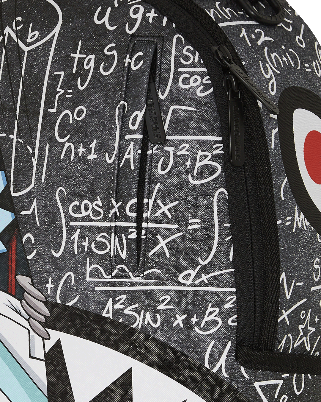 Interior of Rick and Morty backpack displaying laptop compartment and organizer pocket.