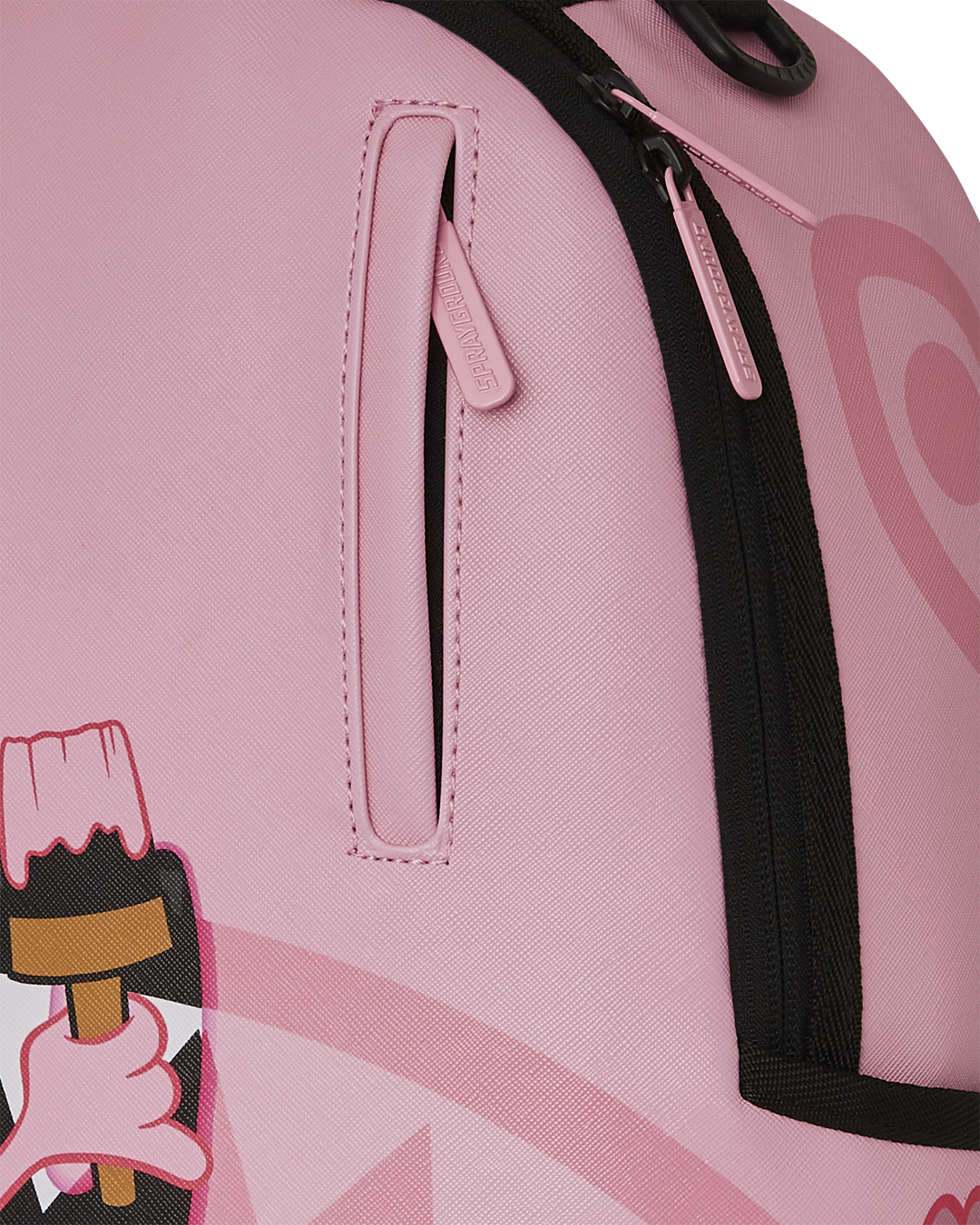 Close-up of the interior, featuring a separate velour laptop compartment and mesh organizer pocket.