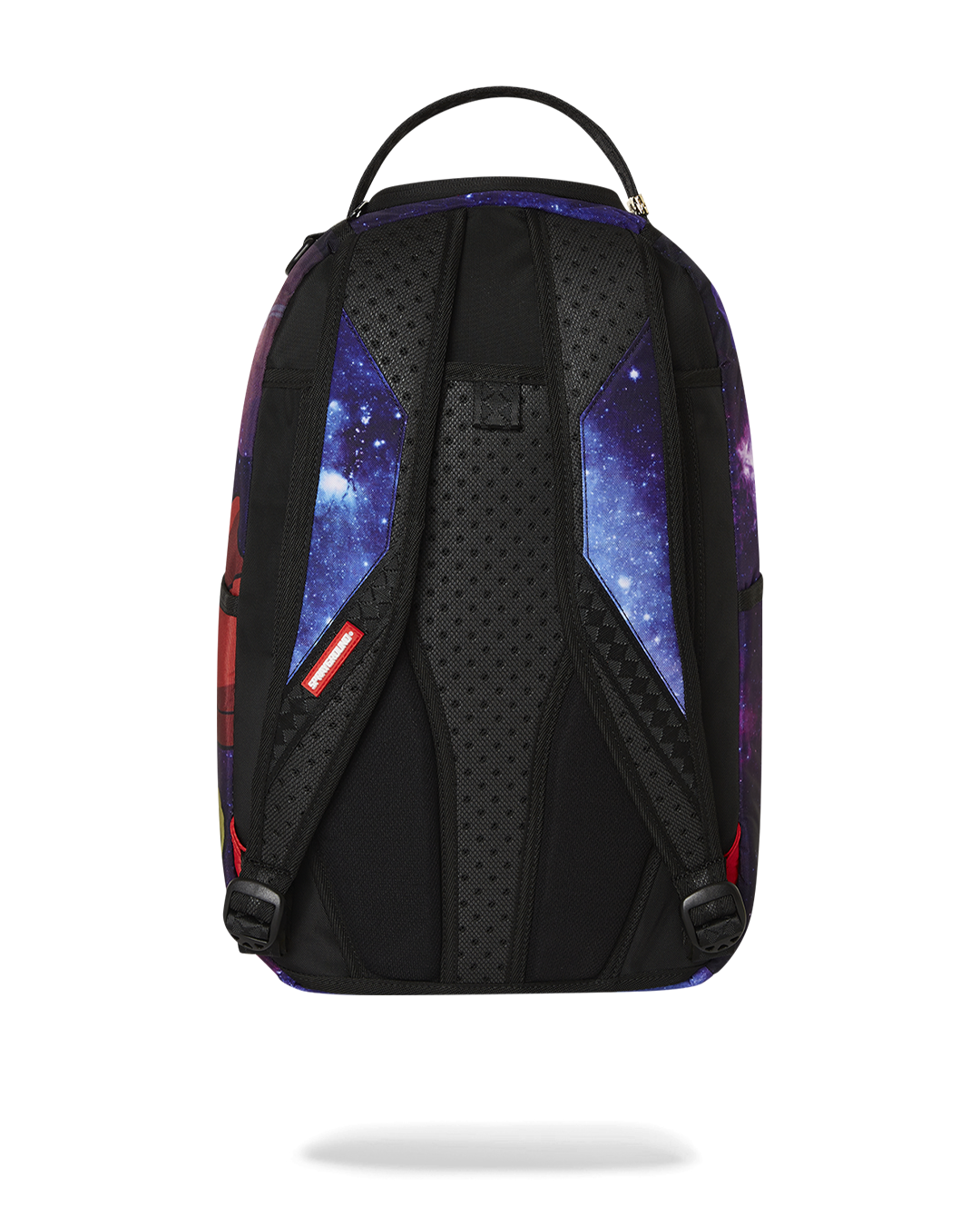 Front view of the Futurama Nibbler Eat Shark backpack showing its stylish design and compartments