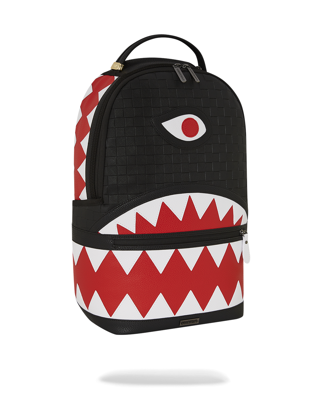 Interior shot of the spacious faux leather backpack with laptop and organizer compartments