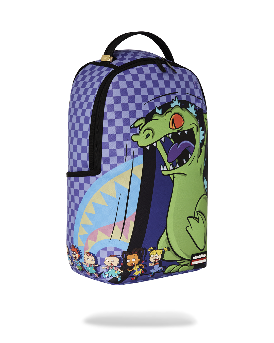 Backside of faux leather backpack with mesh padding and adjustable straps for daily use.