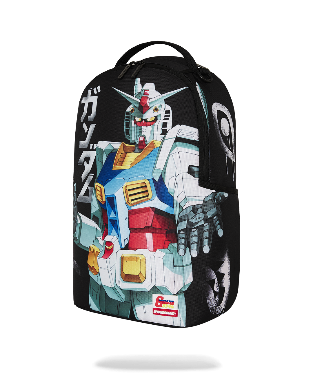 Side angle showing grunge backpacks multiple pockets and adjustable straps