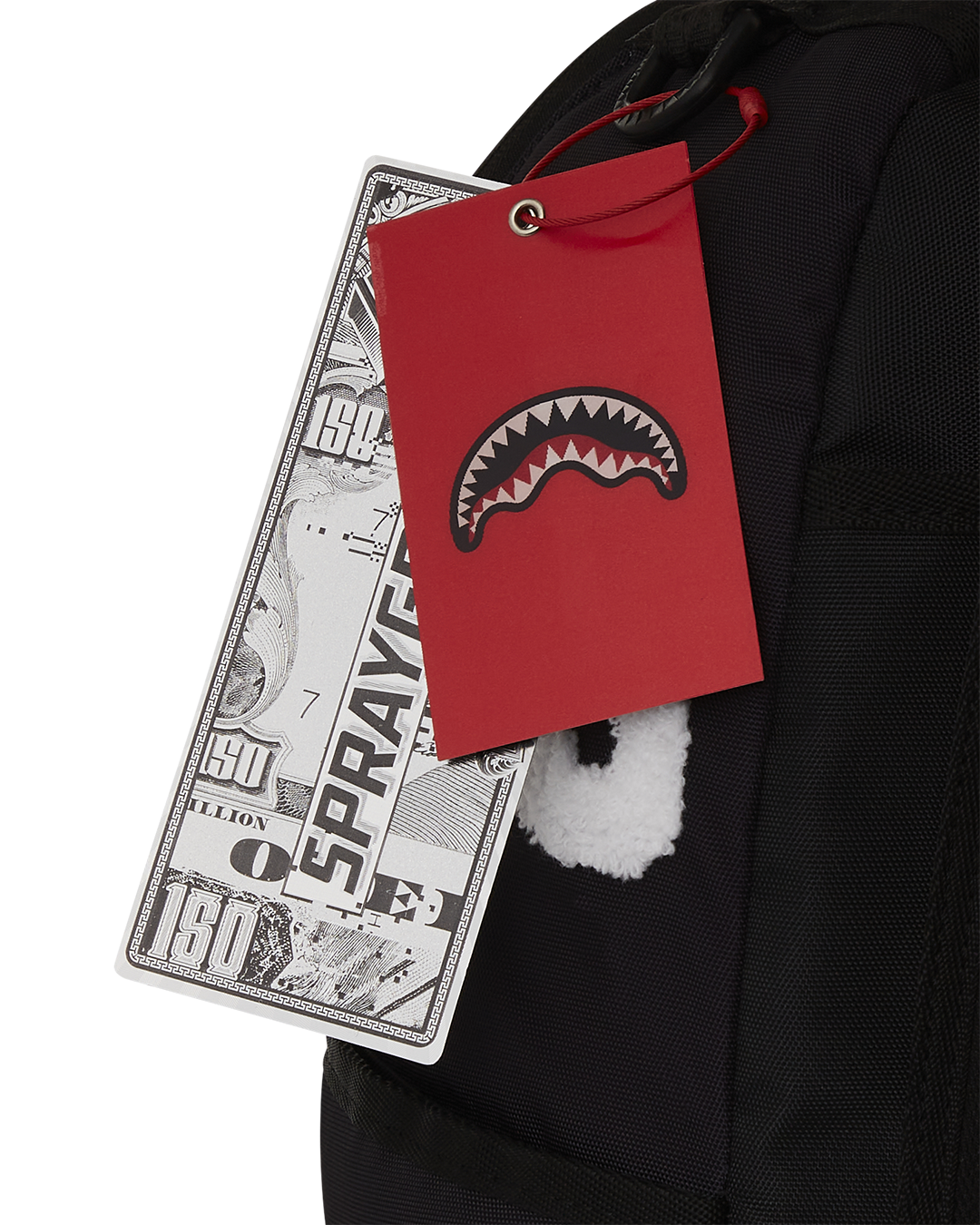 Clear Sprayground backpack interior view with velour laptop compartment
