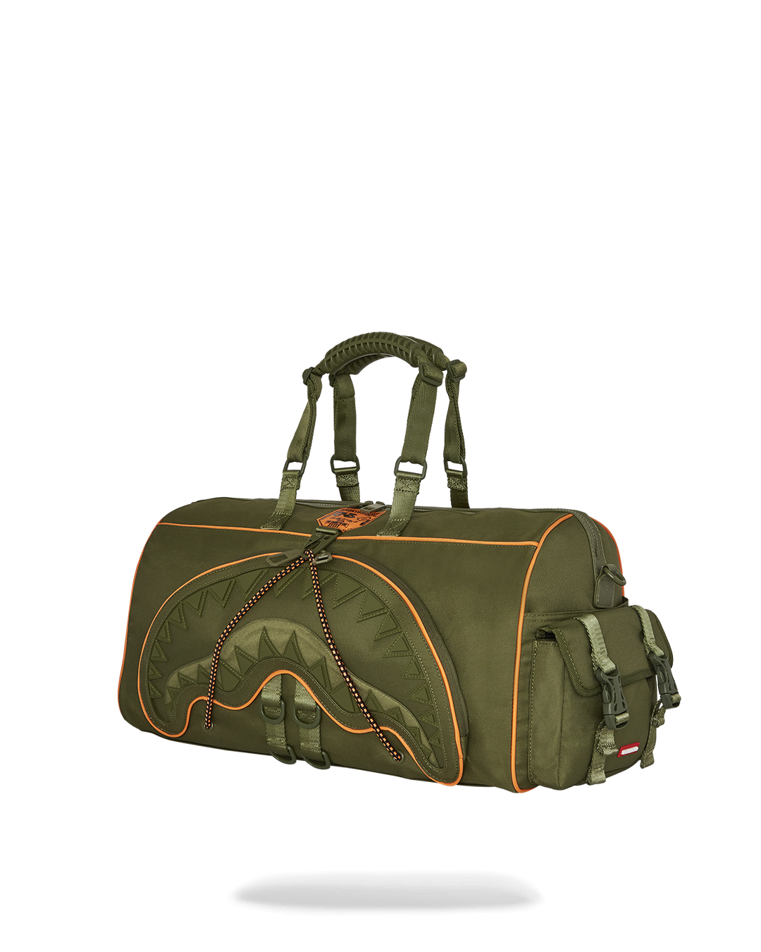 Close-up of the metal zippers on the Tactical Shark Squad Duffle Bag.