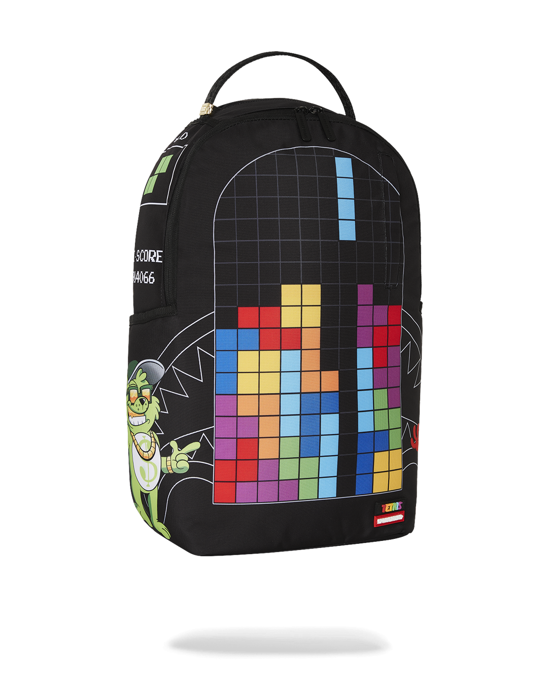 Side view highlighting adjustable straps and pink details on Sprayground backpack
