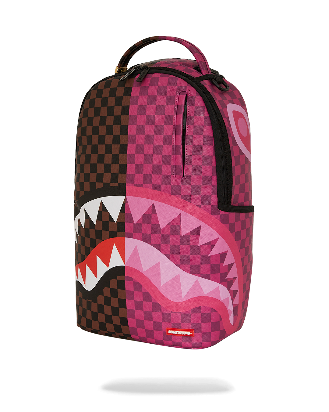 Side angle of the backpack displaying side pockets and adjustable straps