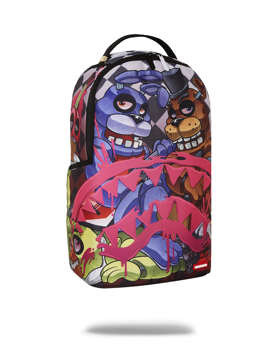 Back view showing ergonomic mesh padding and adjustable straps on the five nights at freddys backpack
