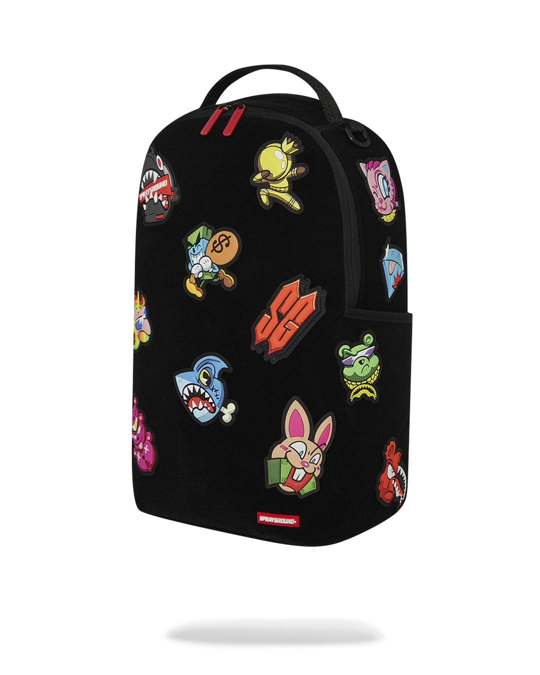 Close-up of the customizable velcro backpack with patches for kids