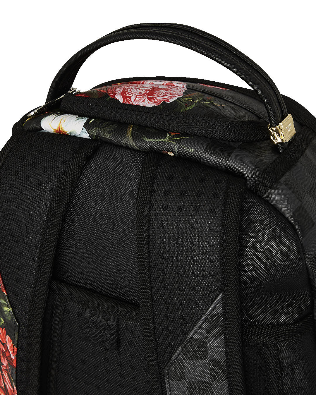 Close-up of the backpacks ergonomic mesh padding and adjustable straps