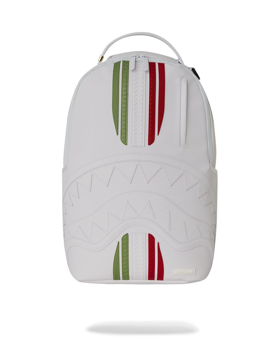 Front view of GT Italia faux leather backpack with gold hardware