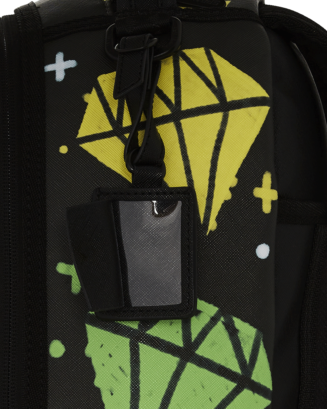 Close-up of Sky Full of Dreams DLXV backpack’s faux leather texture and gold zippers