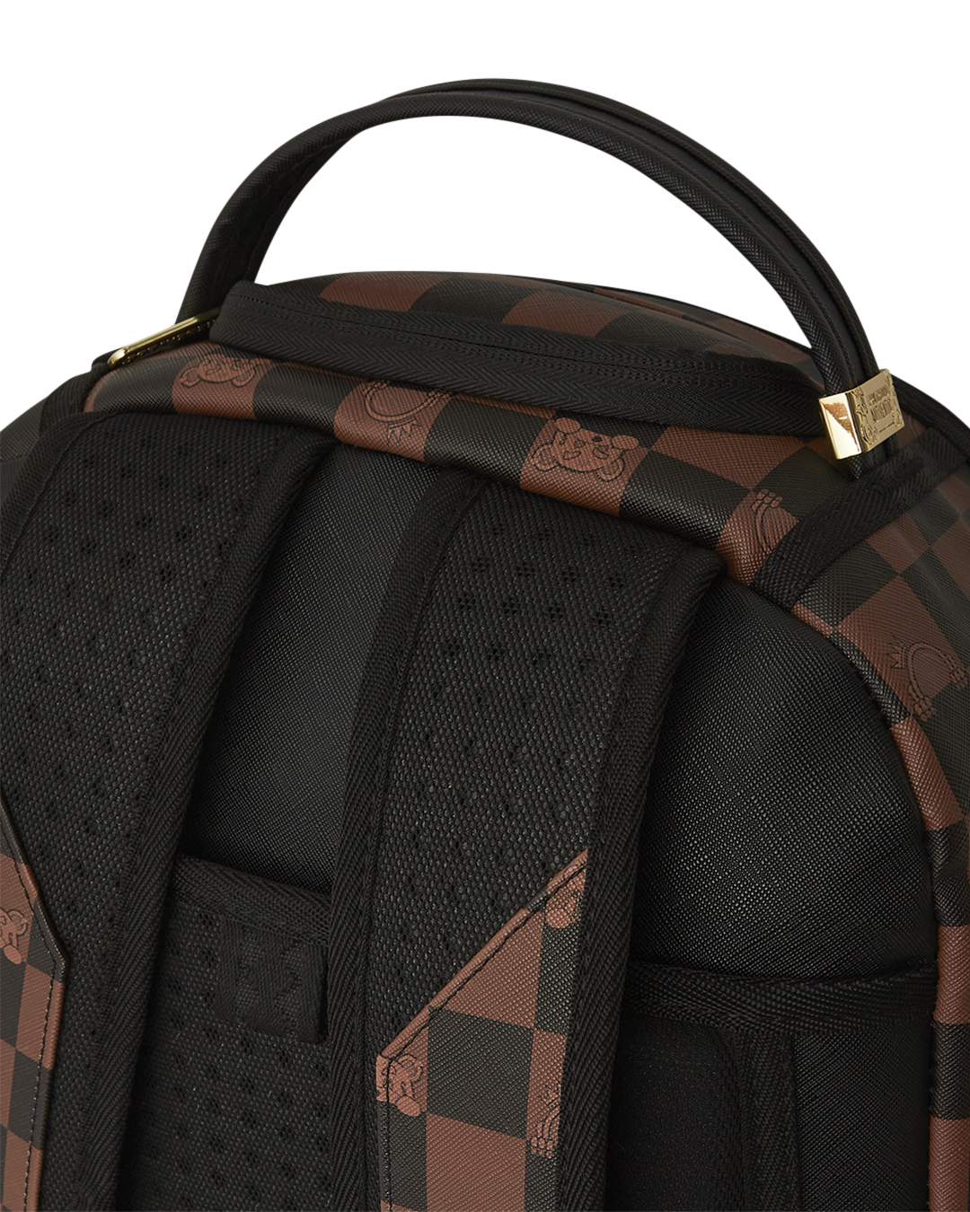 Front view of The Hideout faux leather backpack with spacious compartments