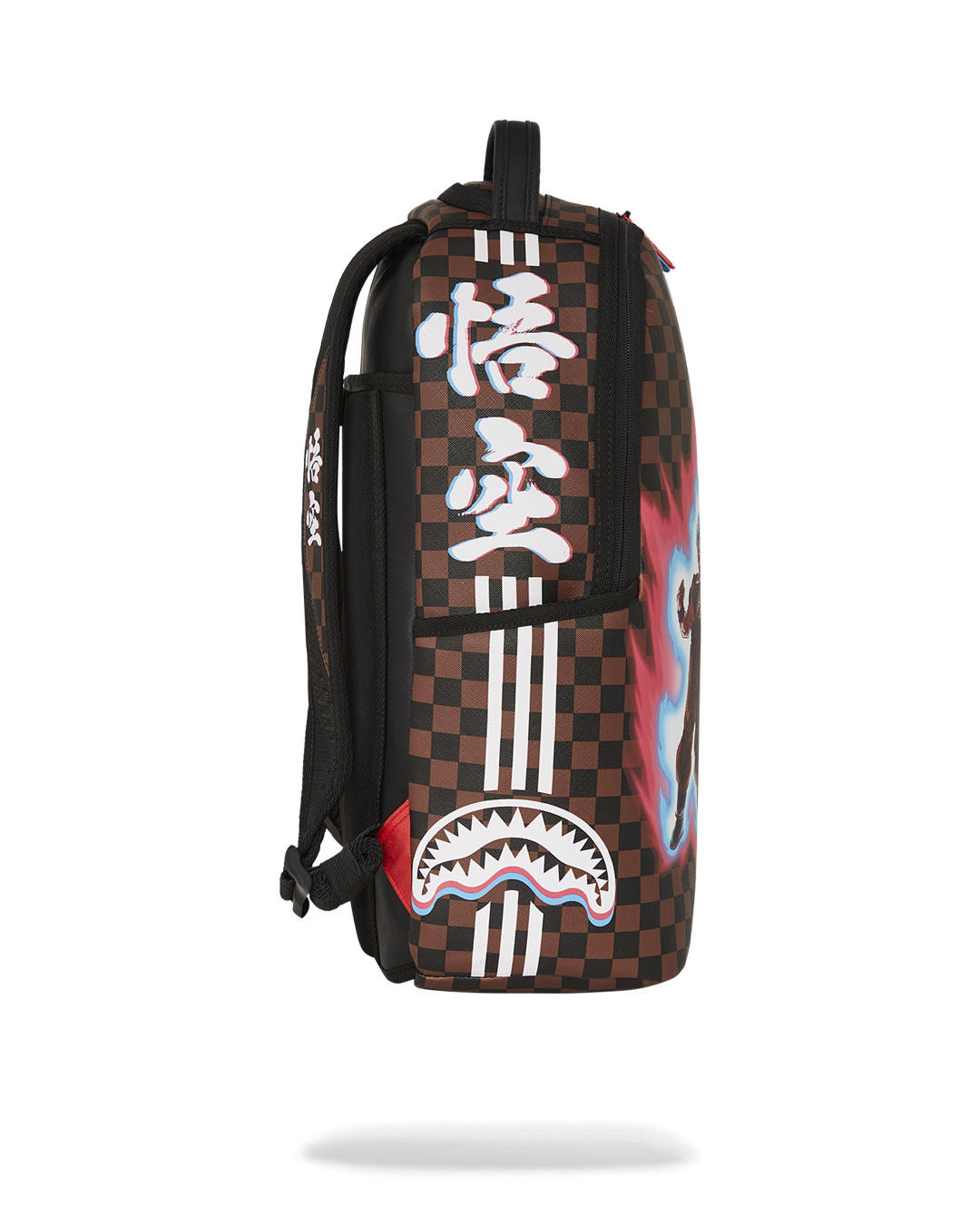 Dragon Ball Z anime backpack in use, worn by a fan at an anime convention