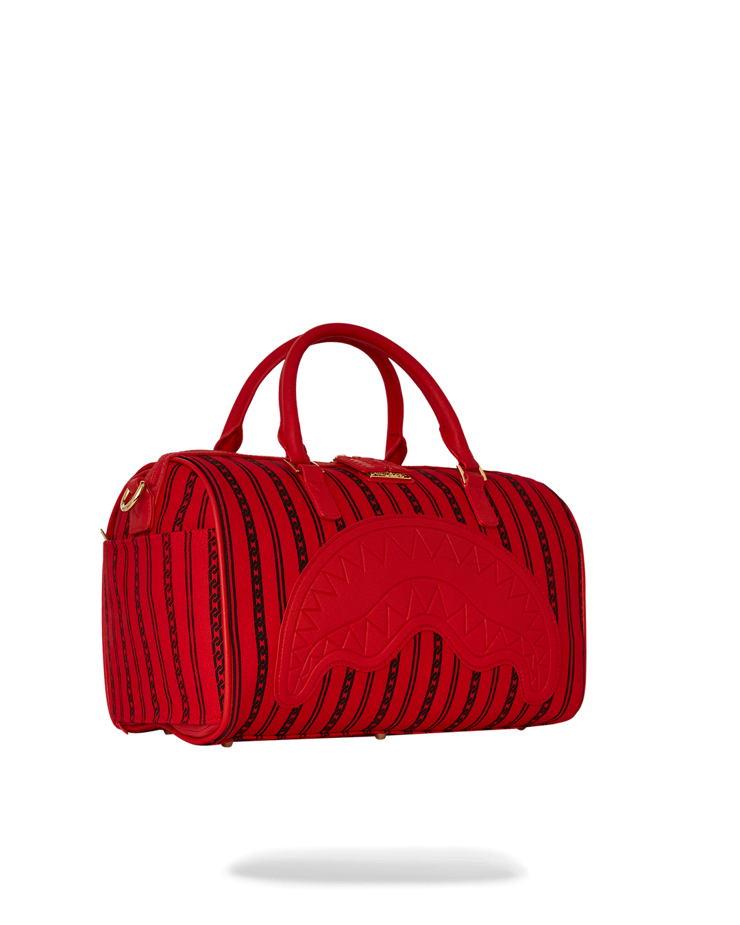 Side angle of the compact SkyChain duffle bag in natural light