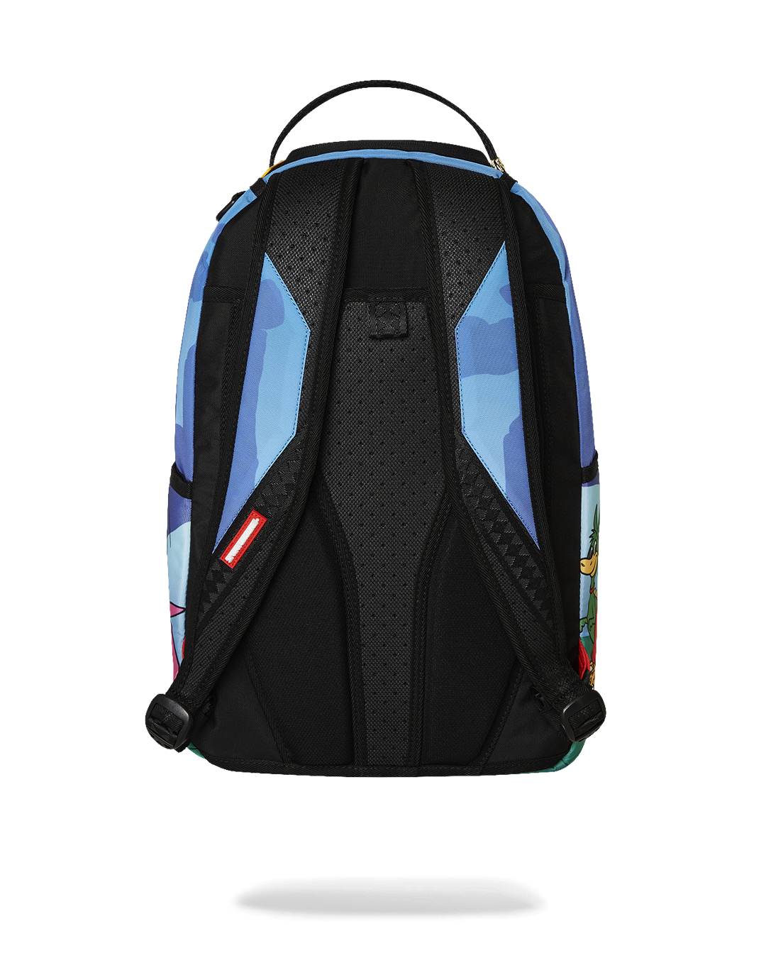 Front view of the pink Flintstones Dino Adventure Backpack with side pockets.