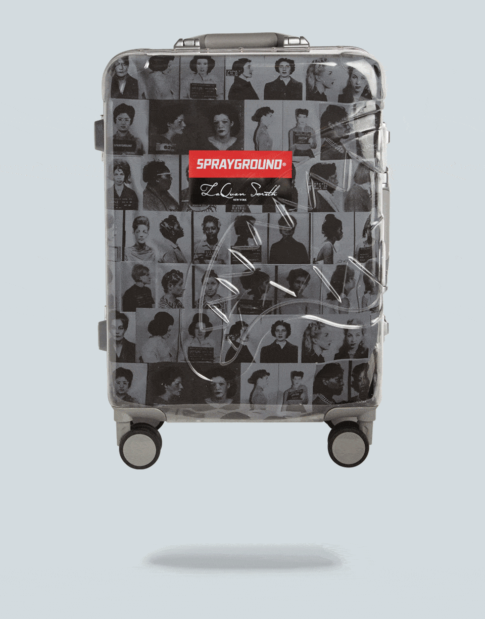 Front angle of hard shell carry on luggage showing sleek TSA lock design
