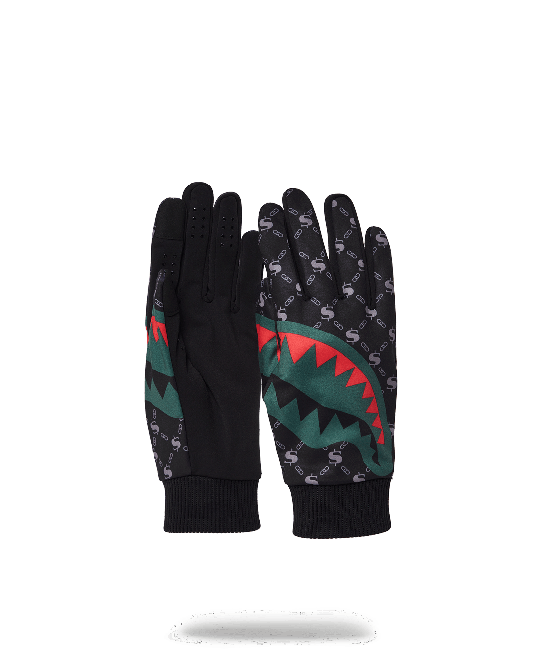 Close-up of women's winter gloves showing touchscreen fingertips