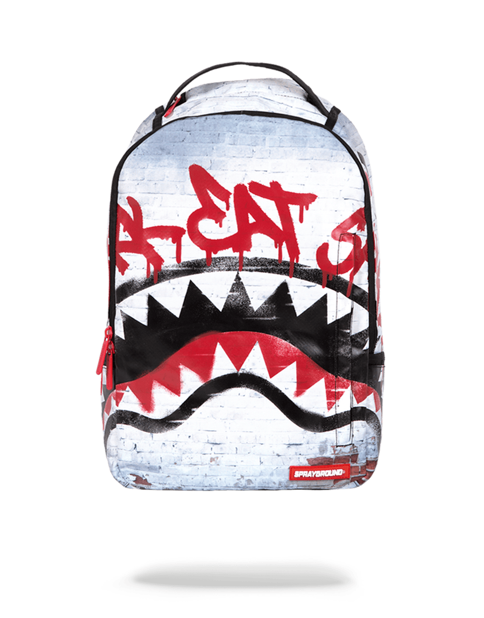 SharkTech Pro backpack open, showing 17 inch laptop compartment and organizer pockets