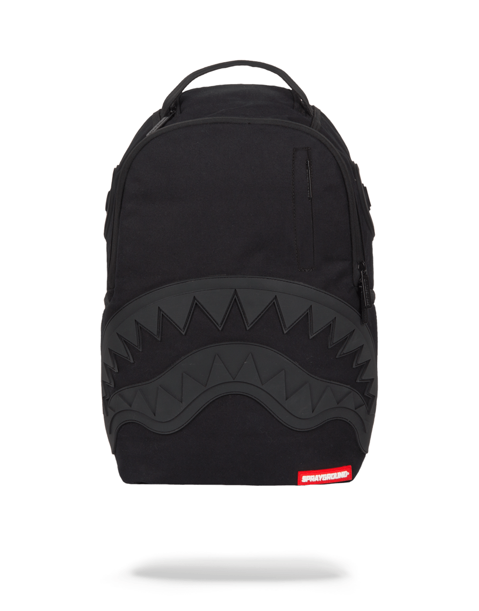 Sprayground Shark Backpack with 3D molded rubber shark mouth, front view