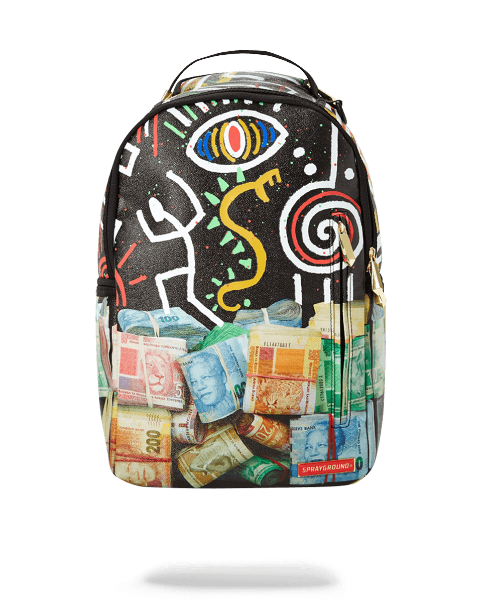 MandelA Rolls vegan leather backpack front view with zipper pockets