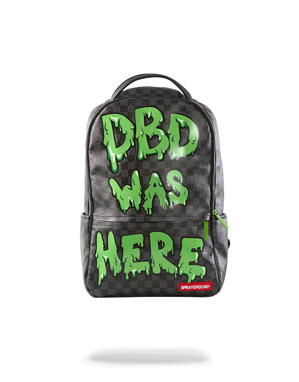 Front view of the leather laptop backpack showing zippered pockets and sleek design