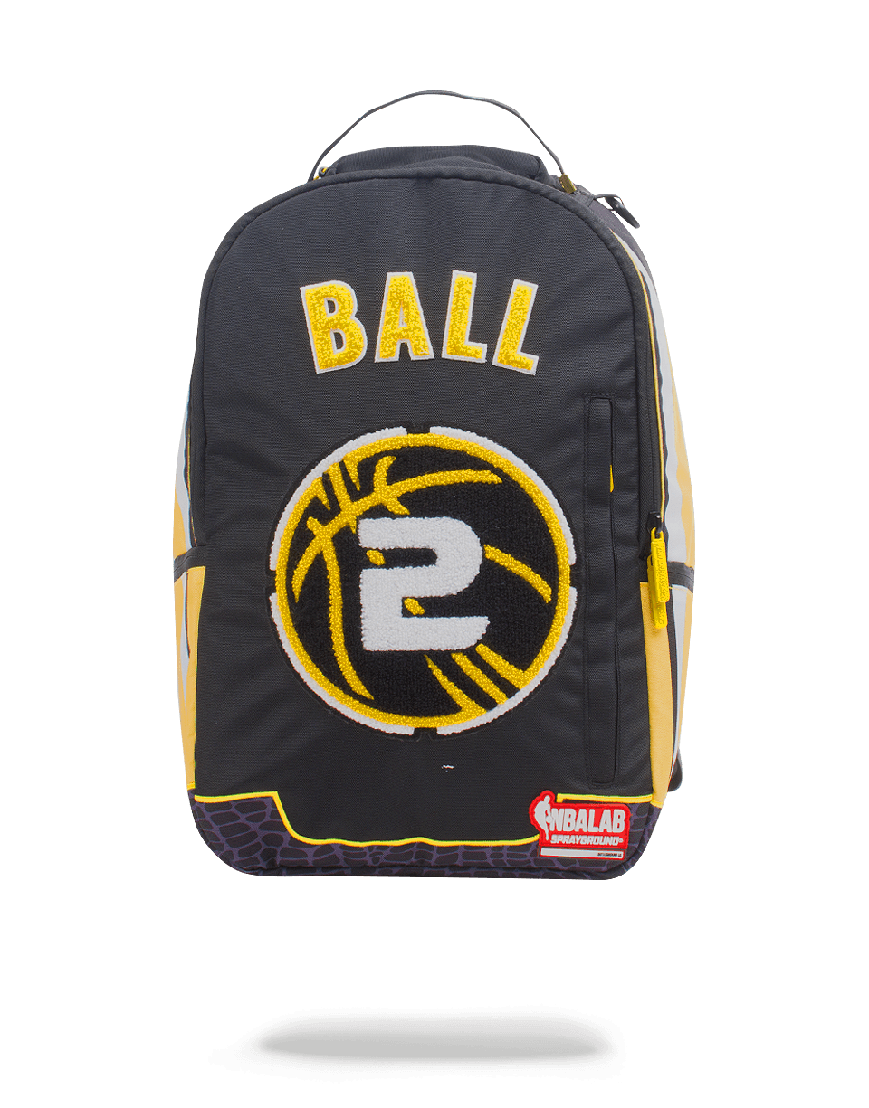 NBA Jersey Backpack by Sprayground - Lonzo Ball Edition, front view with zipper pocket