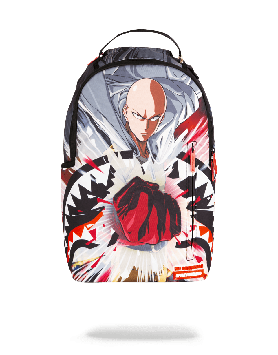 Front view of the Shark Attack Laptop Backpack showcasing pockets and ergonomic design.