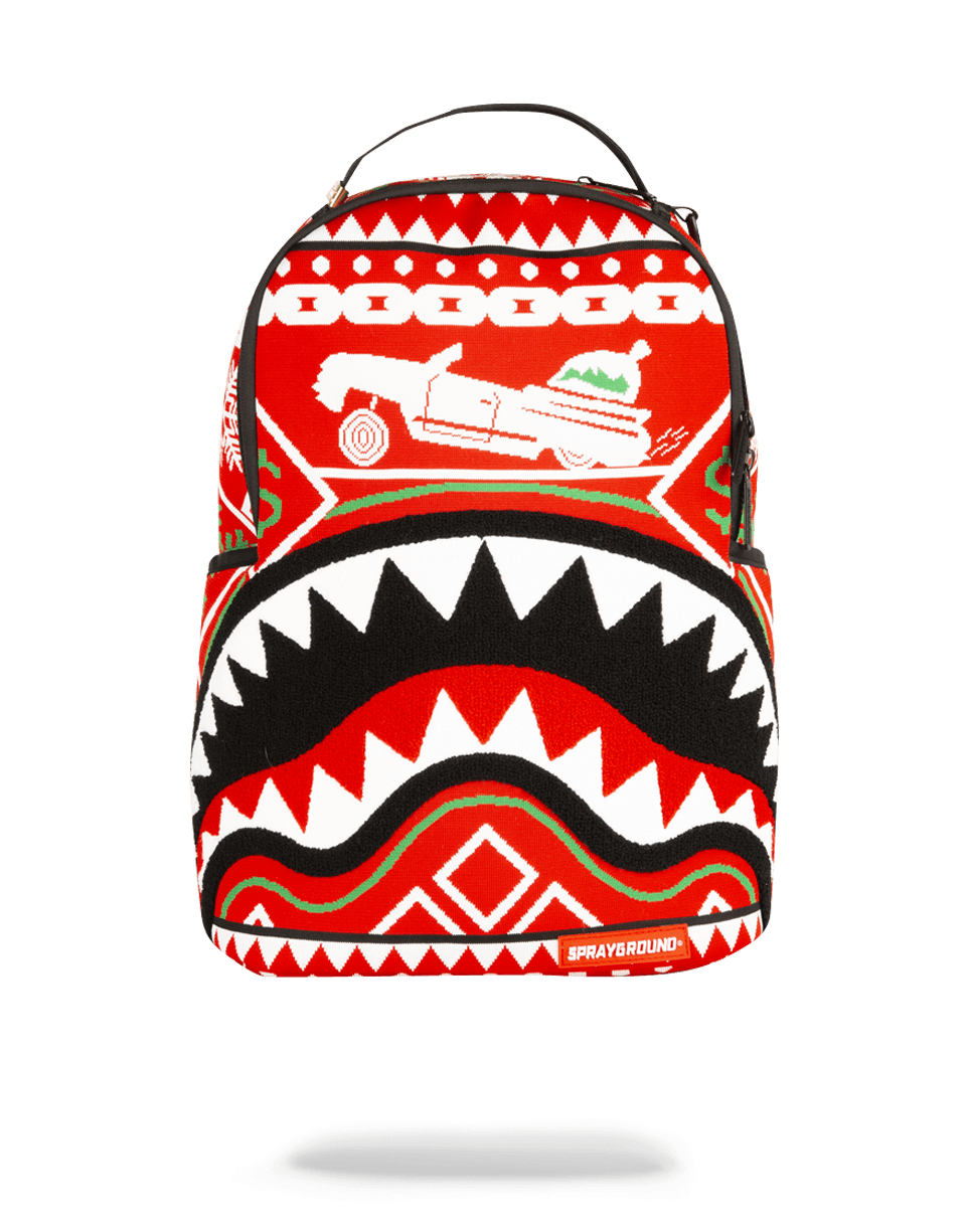 Shark Adventure Backpack for Women displayed outdoors, showcasing its stylish design.